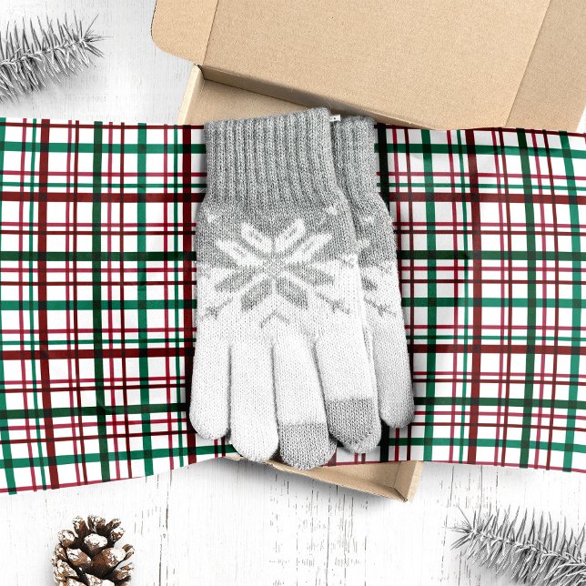 Papel De Seda Vermelho Verde Xadrez Natal Clássico (Criador carregado)