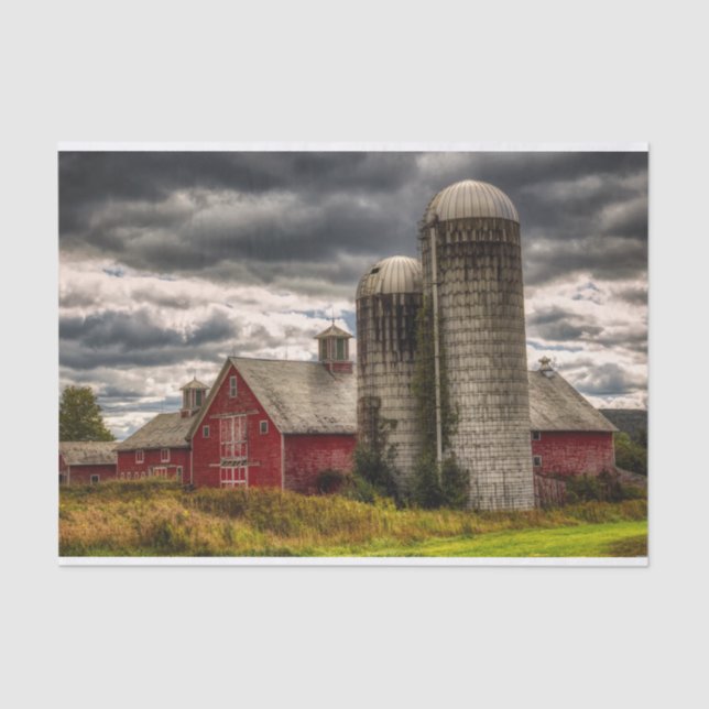 Papel De Seda Vermont Red Barns e Silos (Frente )