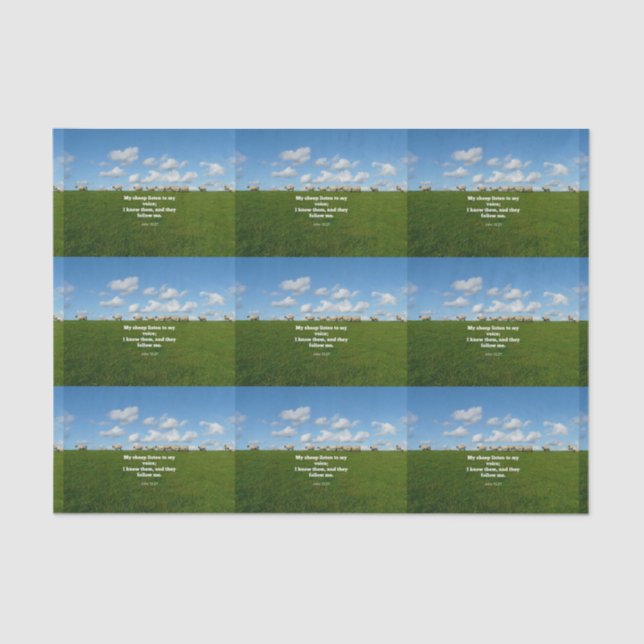 Papel De Seda Verso Bíblia, John 10:27, minhas ovelhas... (Frente )