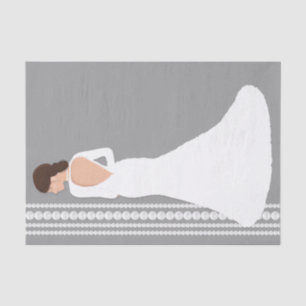 Papel De Seda Vestido de Noiva Branco Moderno & Pérolas Chá de N