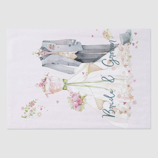 Papel De Seda Vestido de Noiva Bride & Groom (Frente )