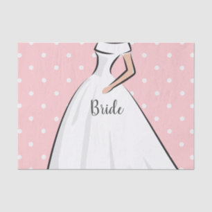 Papel De Seda Vestido de Noiva Rosa com Bolinhas Brancas para Ch