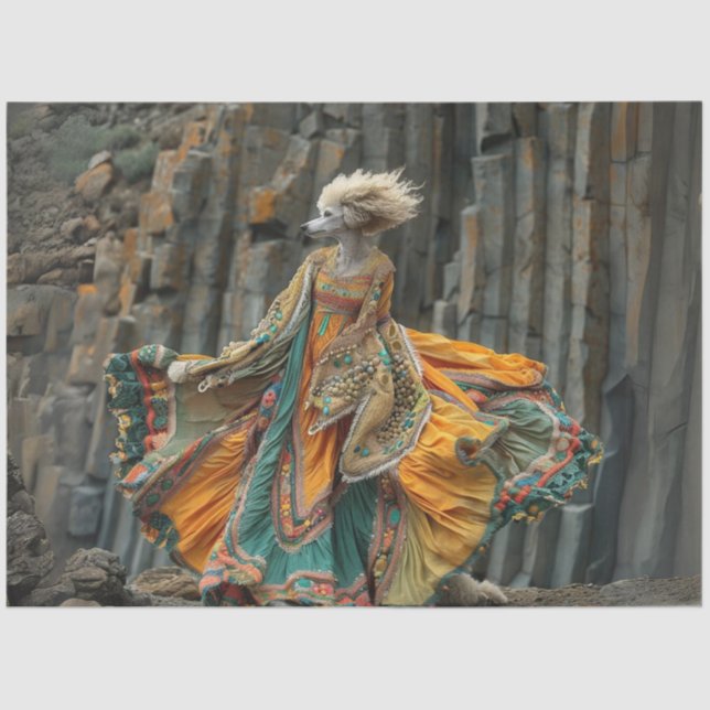 Papel De Seda Vestido de Poodle Padrão do Boho para Dissociação (Frente )