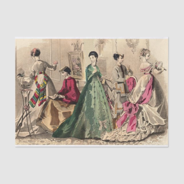 Papel De Seda Vestido Vitoriano Com Arco Rosa (Frente )