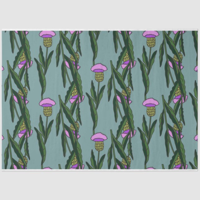 Papel De Seda Vetor de Padrão Botânico Floral Sem Costura (Frente )