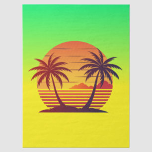 Papel De Seda Vetor de pôr do sol com palmeiras