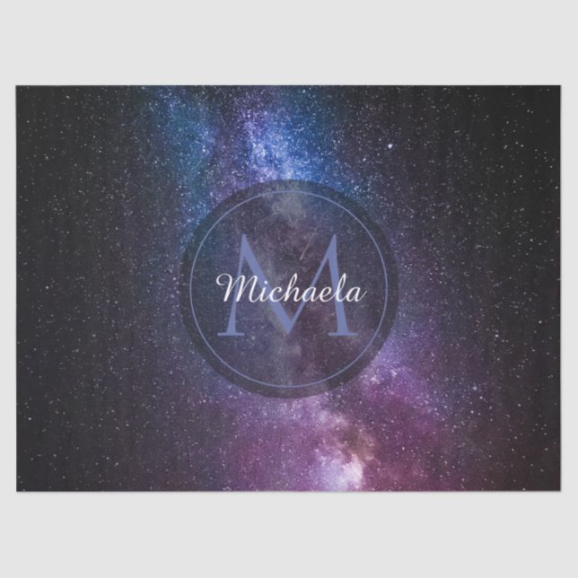 Papel De Seda Via Látea, cores brilhantes, monograma personalizá (Frente )