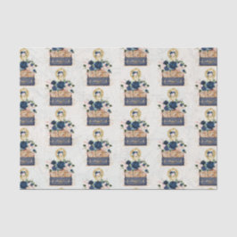 Papel De Seda Viagem Antiga Azul Marinho Rosa Flor Decoupage