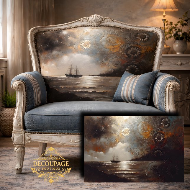 Papel De Seda Viagem do Navio Celestial Decoupage (Celestial Ship Journey Decoupage Tissue Paper)