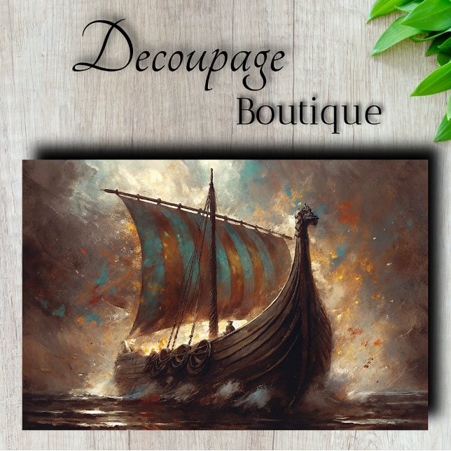 Papel De Seda Viagem do Navio Dragão Decoupage (Dragon Ship Voyage Decoupage Tissue Paper)
