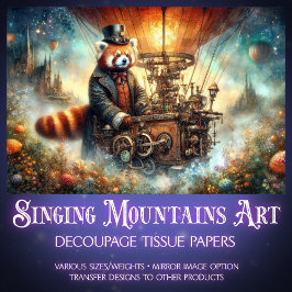 Papel De Seda Viagem Enfeitiçada do Panda Vermelho Steampunk em