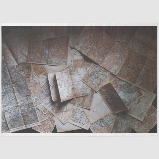 Papel De Seda Viagem Maps 20x30 Fundo de Decoupage (Frente )