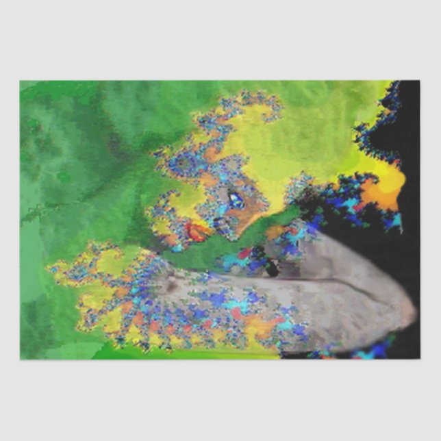 PAPEL DE SEDA VIBRAÇÕES DE MATÉRIA, SENHORA EM FRATAIS AMARELOS  (Frente )