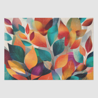 Papel De Seda Vibrant Abstract Autumn Leaves