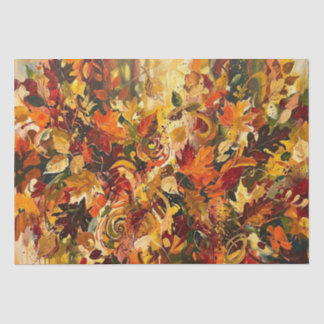 Papel De Seda Vibrant Abstract Autumn Leaves