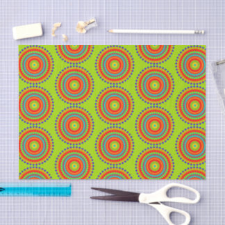 Papel De Seda Vibrant Boho Concentric Mandala Pattern