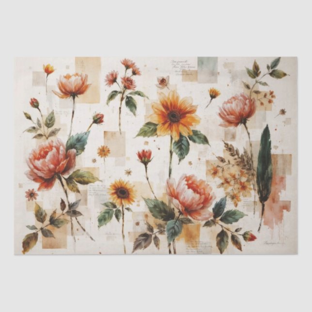 Papel De Seda Vibrant Italian-Inspired Floral Collage (Frente )