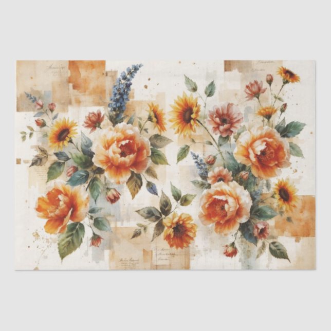 Papel De Seda Vibrant Italian-Inspired Floral Collage (Frente )