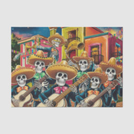 Papel De Seda Vibrant Skeleton Mariachi Banda Día de Los Muertos
