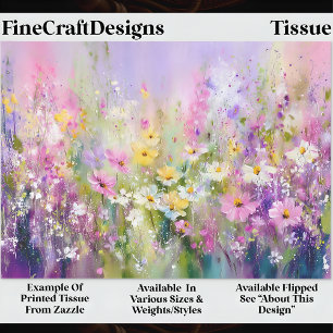 Papel De Seda Vibrante Decoupage de Prado de Primavera com Flore