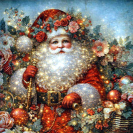 Papel De Seda Vibrante Floral Rústico Vintage Papai Noel Decoupa