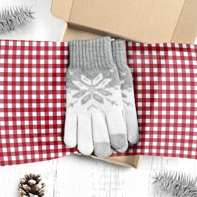 Papel De Seda Vichy Xadrez Vermelho e Branco Natal (Criador carregado)