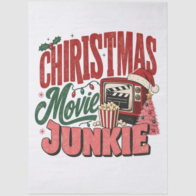 Papel De Seda Viciado em Filmes de Natal Retrô (Frente )