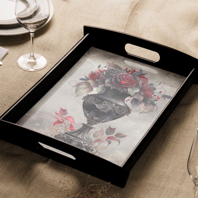 Papel De Seda Victorian Boudoir | Vaso e Rosas vermelhas antigos (Criador carregado)