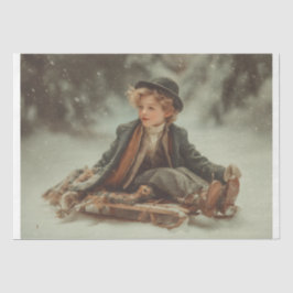 Papel De Seda Victorian Boy num Sled