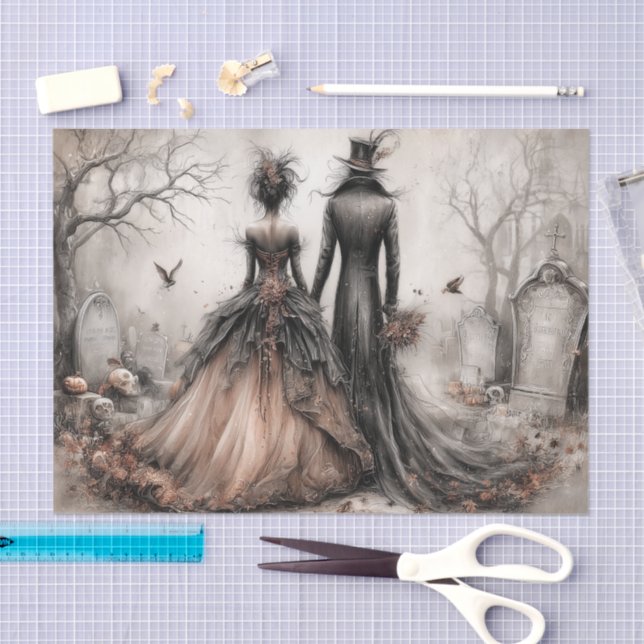 Papel De Seda Victorian Gothic Couple Decoupage (Arte )