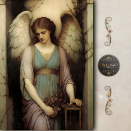 Papel De Seda Victorian Guardian Angel Floral Lantern Decoupage