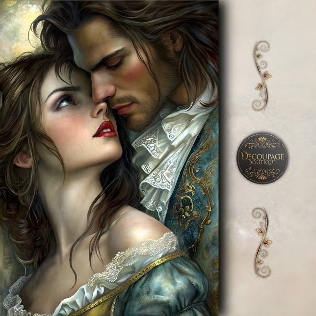 Papel De Seda Victorian Lovers Intense Gaze Decoupage (Victorian Lovers Intense Gaze Decoupage Tissue Paper)