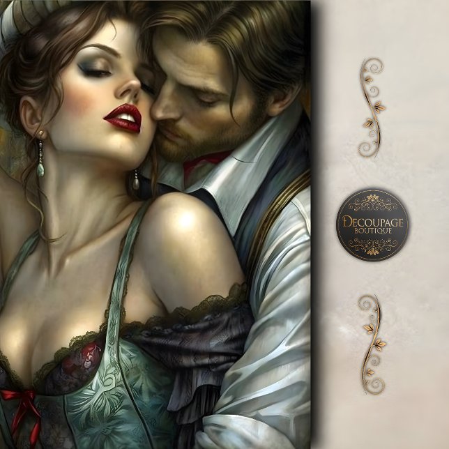 Papel De Seda Victorian Lovers Seductive Embrace Decoupage (Victorian Lovers Seductive Embrace Decoupage Tissue Paper)