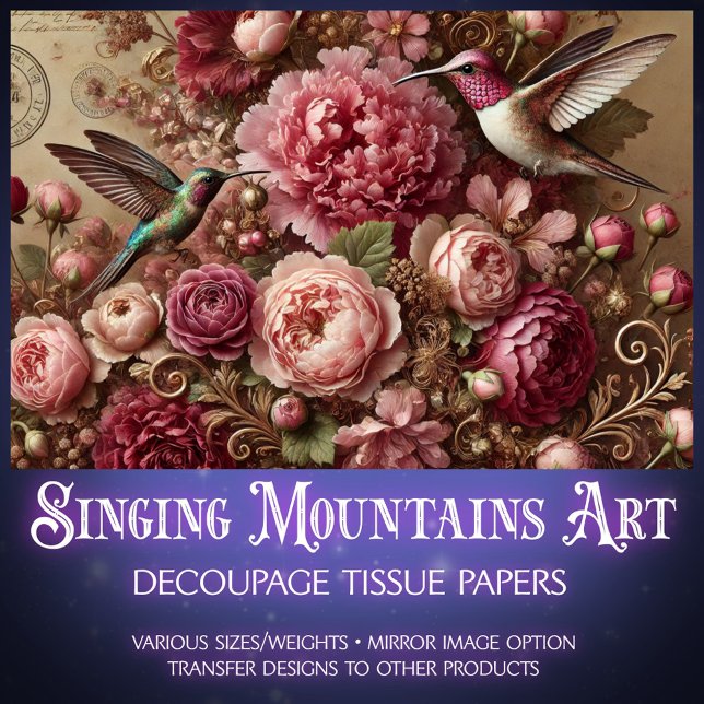 Papel De Seda Victorian Romance Hummingbird Floral Decoupage  (Criador carregado)