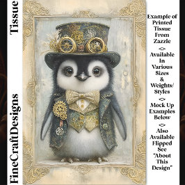 Papel De Seda Victorian Steampunk Bebê Pinguim DL3L Decoupage