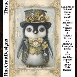 Papel De Seda Victorian Steampunk Bebê Pinguim DL3R Decoupage