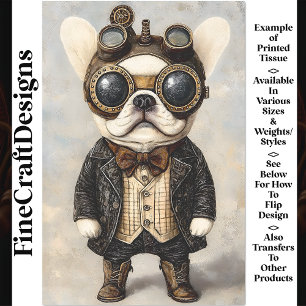 Papel De Seda Victorian Steampunk Bulldogue Francês AS8 Decoupag