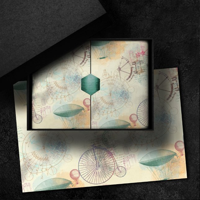 Papel De Seda Victorian Steampunk | Grunge de Aquarela Pastel (Criador carregado)