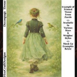 Papel De Seda  Victorian Woodland Girl From Behind EZ3 Decoupage