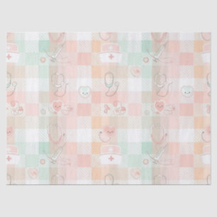 Papel De Seda Vida de Enfermeira Pastel Padrão Xadrez