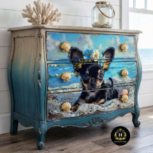 Papel De Seda Vida de praia cachorrinho Chihuahua decoupage