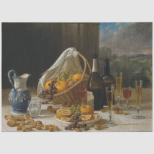 Papel De Seda Vida estática com Fruta e vinho