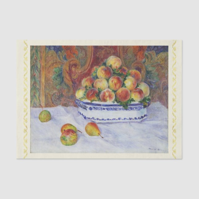 Papel De Seda Vida Estática com Pêssegos, Renoir (Frente )