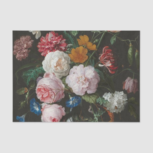 Papel De Seda Vida Estática Floral Escura (Frente )