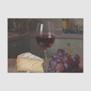 Papel De Seda Vida Morta de Queijo e Uvas ao Vinho Tinto Realist