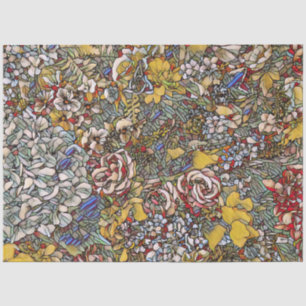 Papel De Seda Vidro Arrefecido Floral Botânico