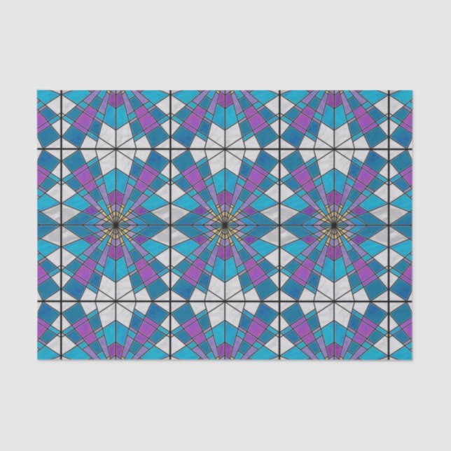 Papel De Seda Vidro de Mancha Azul e Roxo (Frente )