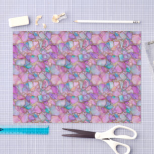 Papel De Seda Vidro do Mar Mosaico Aquarela Multi-Colorido