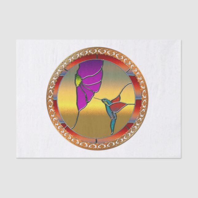 Papel De Seda Vidro Estreito Turquesa Hummingbird (Frente )