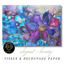 Papel De Seda Vidro Manchado Flores Roxas Azuis Estética Luxuosa